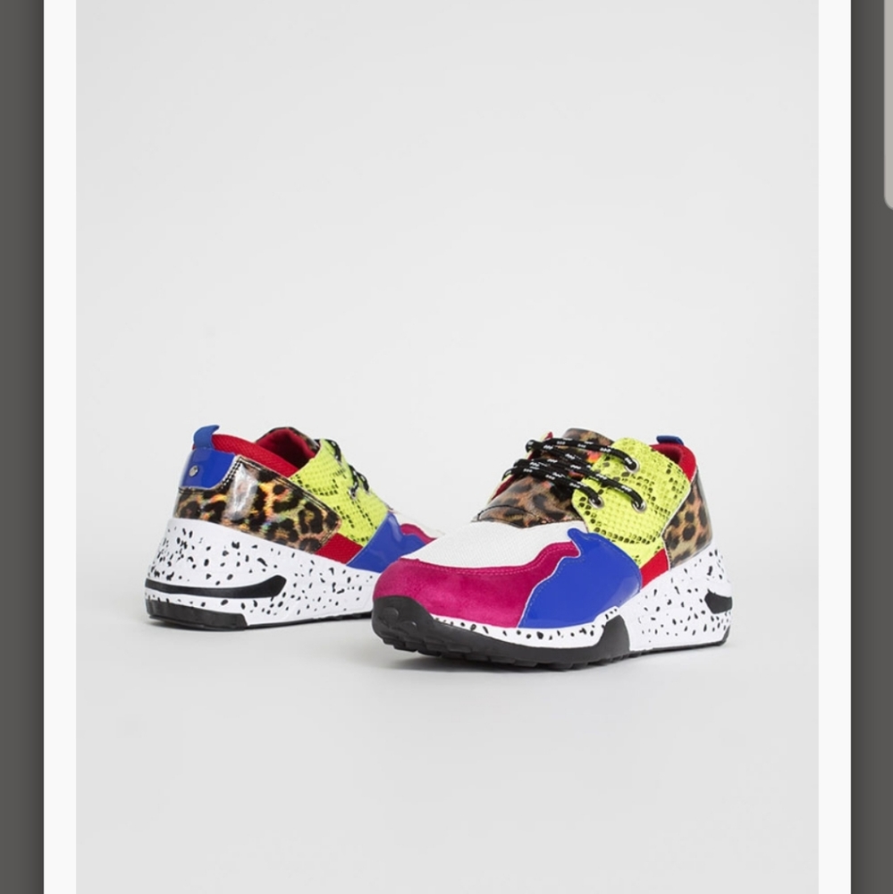 ColorBlock Animal Print Sneakers